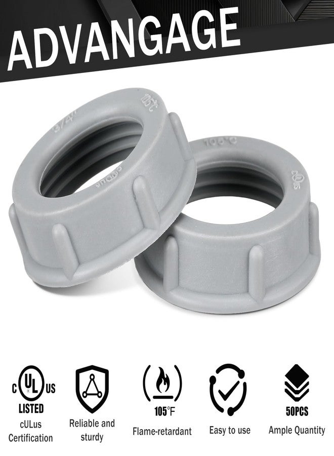 Pushglossy 50 Pcs Plastic Insulating Bushing Threaded Electrical Bushings for Emt, Rigid or Imc Conduit Fitting (3/4 Inch) - Image 4
